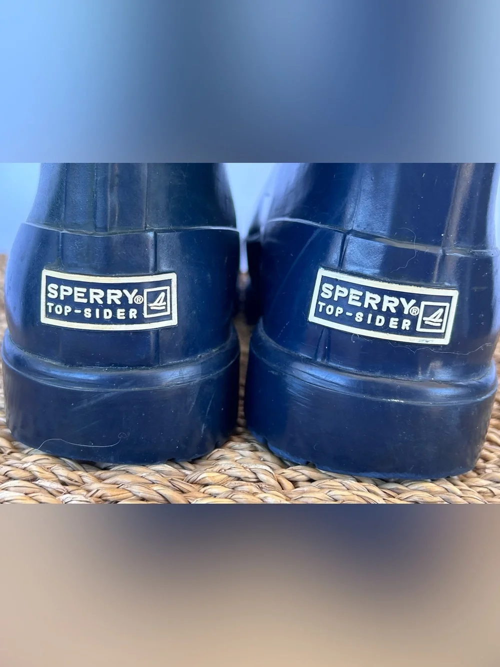 Sperry Top-Sider Women’s Pelican Navy Quilted Rain Boots Gold Buckle Size 9‎